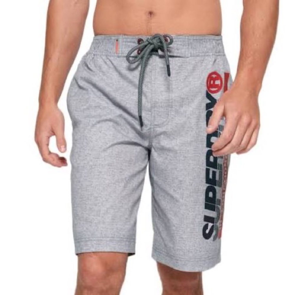 Superdry Board Shorts Platinum Grit Grey Men's Swimwear Size Large